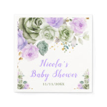 Sage Groene en Paarse Bloemen Baby shower