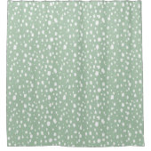 Sage Groene en Witte Abstracte Stippen Douchegordijn (Voorkant)
