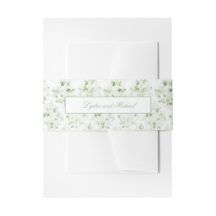 Sage Groene en Witte Damast Uitnodiging Belly Band Uitnodigingen Wikkel