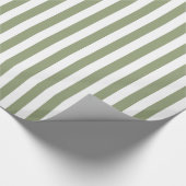 Sage Groene en Witte Gestreepte Neutrale Kleuren Cadeaupapier (Hoek)