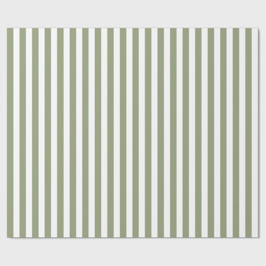 Sage Groene en Witte Gestreepte Neutrale Kleuren Cadeaupapier (Vlak)