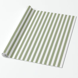 Sage Groene en Witte Gestreepte Neutrale Kleuren Cadeaupapier