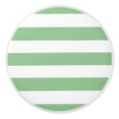Sage groene en witte horizontale strepen keramische knop (Voorkant)