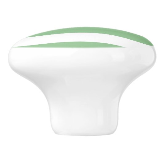 Sage groene en witte horizontale strepen keramische knop (Zijkant)