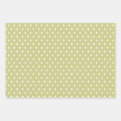 Sage Groene en Witte Polka Dots Wildflowers Inpakpapier Vel (Voorkant 3)