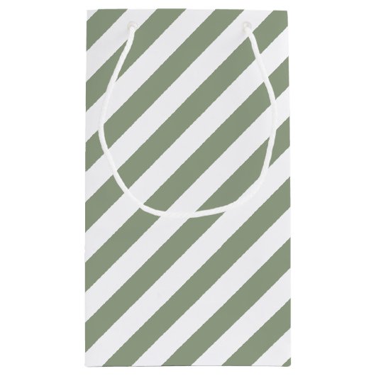 Sage Groene en Witte Streep Klein Cadeauzakje (Achterkant)