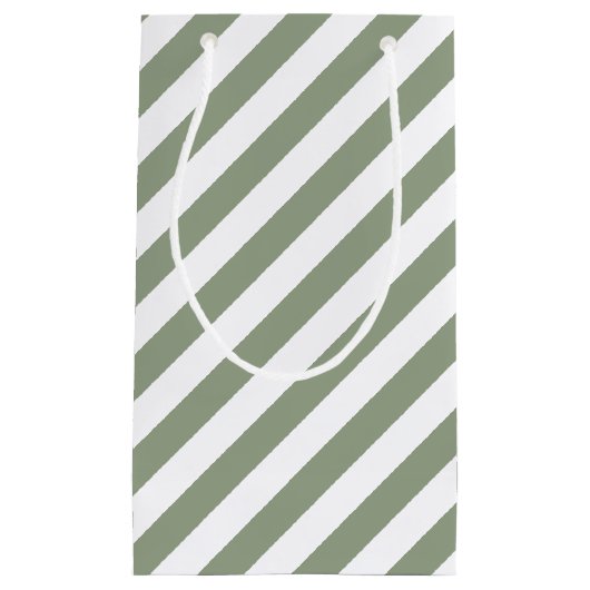 Sage Groene en Witte Streep Klein Cadeauzakje (Voorkant)