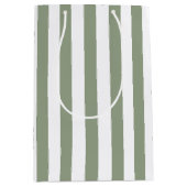 Sage Groene en Witte Streep Medium Cadeauzakje (Voorkant)
