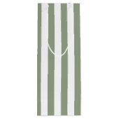 Sage Groene en Witte Streep Wijn Cadeautas (Achterkant)