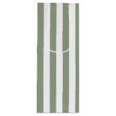 Sage Groene en Witte Streep Wijn Cadeautas (Voorkant)