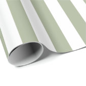 Sage Groene en Witte Verticale Strepen Cadeaupapier (Rol Hoek)
