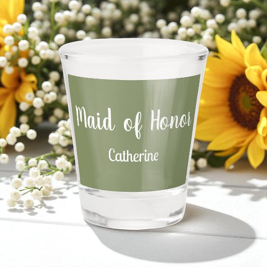 Sage Groene Ere-juffrouw Bruidsmeisje Shot Glas