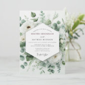 Sage Groene Eucalyptus Bruiloft Kaart (Staand voorkant)