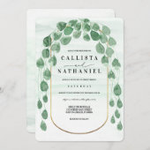 Sage Groene Eucalyptus Garland Goud Ovaal Bruiloft Kaart (Voorkant / Achterkant)