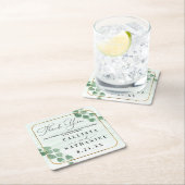 Sage Groene Eucalyptus Gouden Bruiloft Dank u Kartonnen Onderzetters (Insitu)