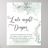 Sage Groene Eucalyptus Late Night Luiers Poster (Voorkant)