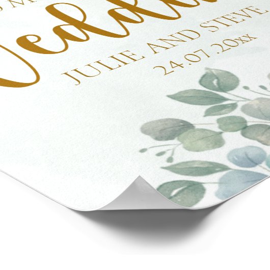 Sage groene eucalyptus waterverf poster (Hoek)