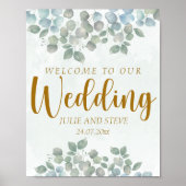 Sage groene eucalyptus waterverf poster (Voorkant)