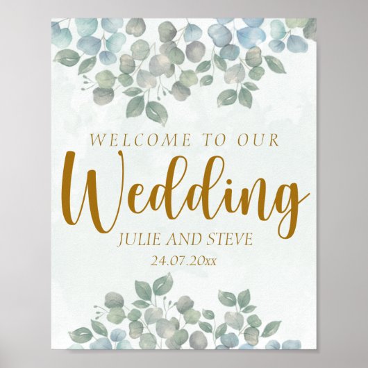 Sage groene eucalyptus waterverf poster (Voorkant)