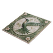 Sage groene faux relief Art Nouveau Hummingbird L Tegeltje (Zijkant)