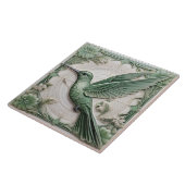 Sage groene faux relief Art Nouveau Hummingbird L Tegeltje (Zijkant)