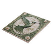 Sage groene faux relief Art Nouveau Hummingbird R Tegeltje (Zijkant)