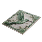 Sage groene faux relief Art Nouveau Hummingbird R Tegeltje (Zijkant)