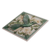 Sage groene faux relief Art Nouveau Hummingbird R Tegeltje (Zijkant)