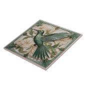 Sage groene faux relief Art Nouveau Hummingbird Tegeltje (Zijkant)