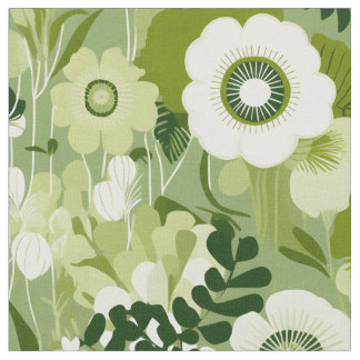Sage Groene Finse Bloemen Stof
