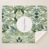 Sage Groene Flora Elegante Sherpa Deken (Voorkant (horizontaal))