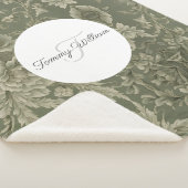 Sage Groene Flora Elegante Sherpa Deken (3/4)