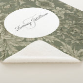 Sage Groene Flora Elegante Sherpa Deken (3/4)