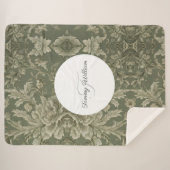 Sage Groene Flora Elegante Sherpa Deken (Voorkant (horizontaal))