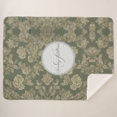 Sage Groene Flora Elegante Sherpa Deken (Voorkant (horizontaal))