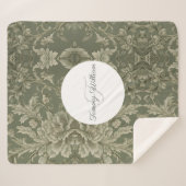 Sage Groene Flora Elegante Sherpa Deken (Voorkant (horizontaal))