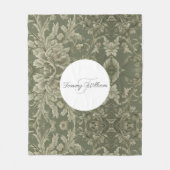 Sage Groene Flora Elegante Sherpa Deken (Voorkant)