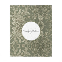 Sage Groene Flora Elegante Sherpa Deken