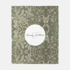 Sage Groene Flora Elegante Sherpa Deken