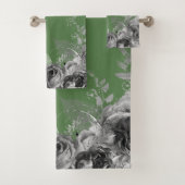 SAGE GROENE FLORAAL BOTANICAL 2 BATHROOM TOWEL SET BAD HANDDOEK (Insitu)