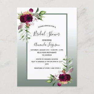 Sage groene floralen Bridal Shower-uitnodiging Briefkaart