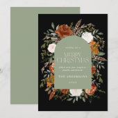 Sage groene florelegant botanische elegantaarne feestdagenkaart (Voorkant / Achterkant)