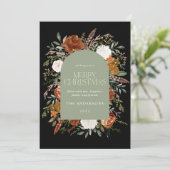 Sage groene florelegant botanische elegantaarne feestdagenkaart (Staand voorkant)