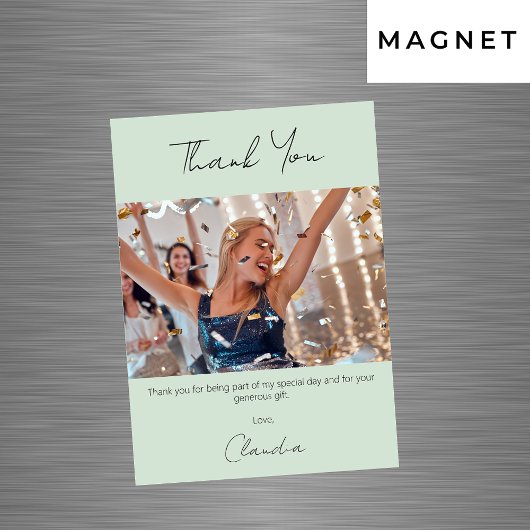 Sage groene foto dank u magneet kaart