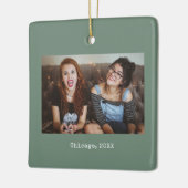 Sage Groene Foto Keepsake Kerstmis Keramisch Ornament (Links)