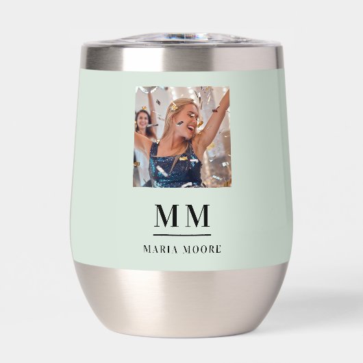 Sage groene foto monogram initialen naam (Voorkant)