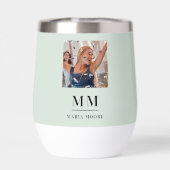 Sage groene foto monogram initialen naam (Achterkant)