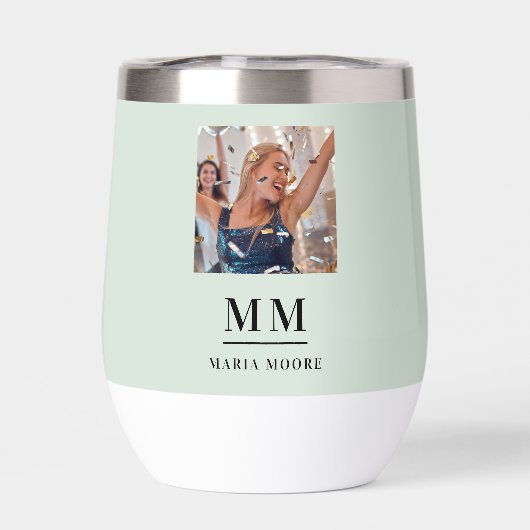 Sage groene foto monogram initialen naam (Achterkant)