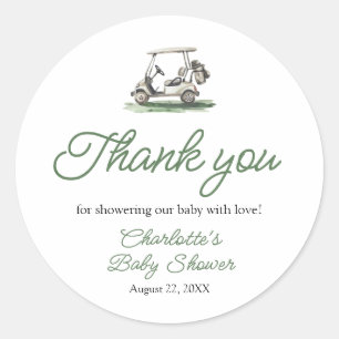 Sage Groene Frame Golf Nieuw in de Club Baby Showe Ronde Sticker