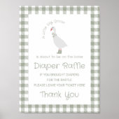 Sage Groene Gekke Gans Luier Raffle Sign Poster (Voorkant)